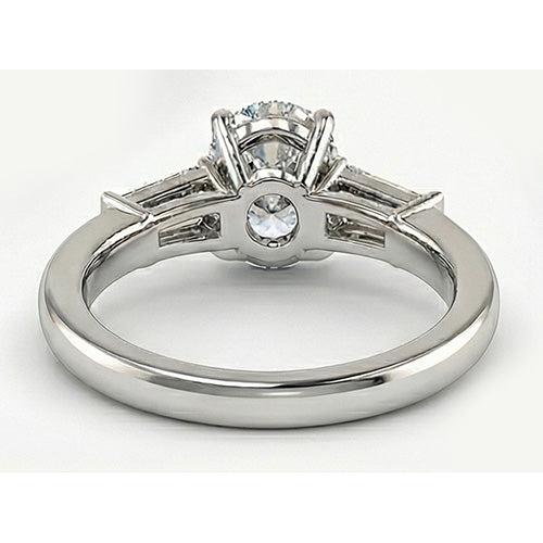 Diamante Anello Trilogy 3 carati Oro Bianco 14K – vista profilo