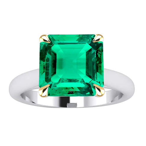 Smeraldo Anello con Pietra Preziosa 5-carati Oro Due Toni 14K – vista principale