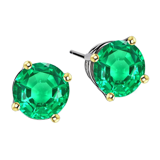 Smeraldo Colombiano Gemstone Earring 4-carati Oro Bicolore 14K – vista principale