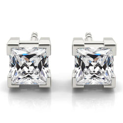 Orecchini a Lobo Oro Bianco 14K – Diamante Cuscino Antico 10