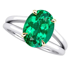 Smeraldo Fine Anello con Pietra Preziosa – Oro Bicolore 14K 4
