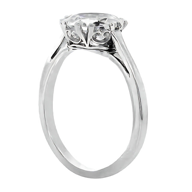 Anello Monopietra Oro Bianco 14K con Diamante – vista frontale