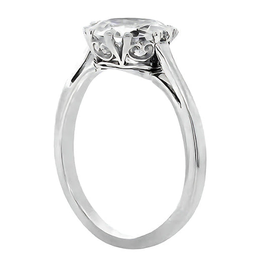 Anello Monopietra Oro Bianco 14K con Diamante – vista frontale