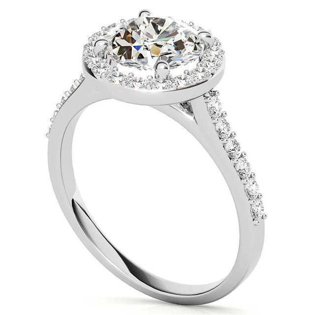 Taglio Old Mine Brillante anello in Oro Bianco 14K – vista frontale