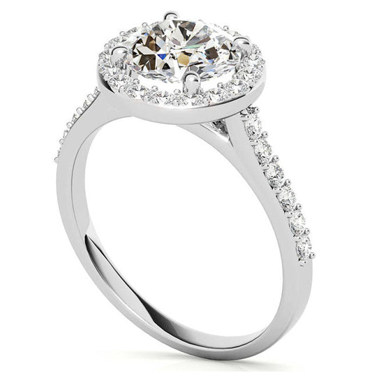 Taglio Old Mine Brillante anello in Oro Bianco 14K – vista frontale