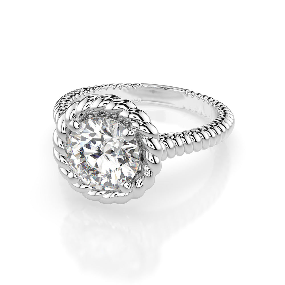 Brillante Anello Solitario 3-carati Oro Bianco 14K – vista frontale