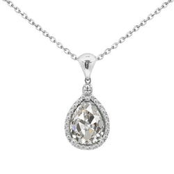 Taglio Old Mine Brillante Pendente a Goccia in Oro Bianco 14K