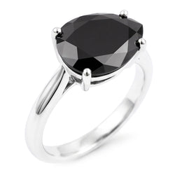 Gioielli con Diamante Nero - Anello Solitario con Diamante a Goccia Autentico da 5 Carati a Lama di Coltello in Oro Bianco 14K