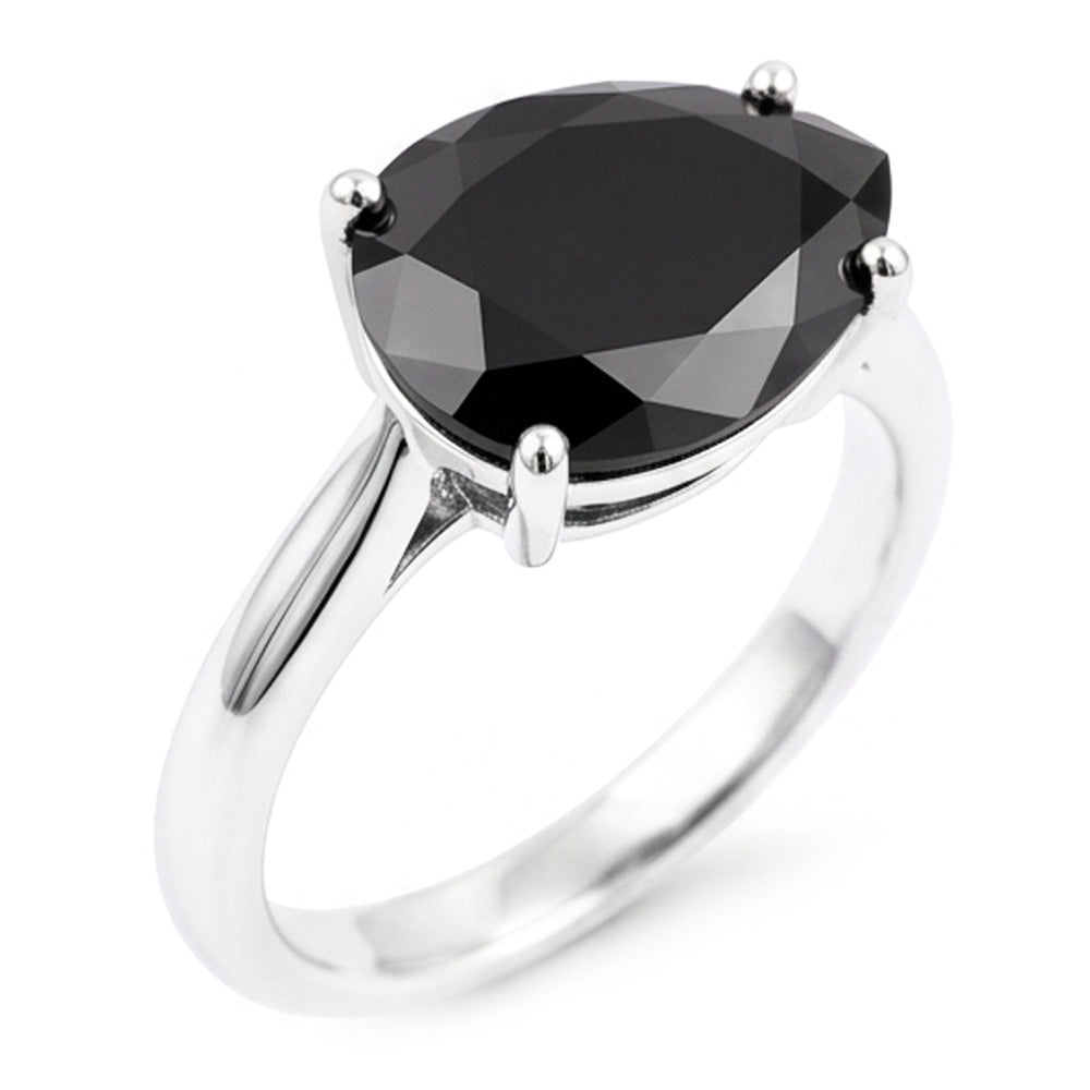 Gioielli con Diamante Nero - Anello Solitario con Diamante a Goccia Autentico da 5 Carati a Lama di Coltello in Oro Bianco 14K