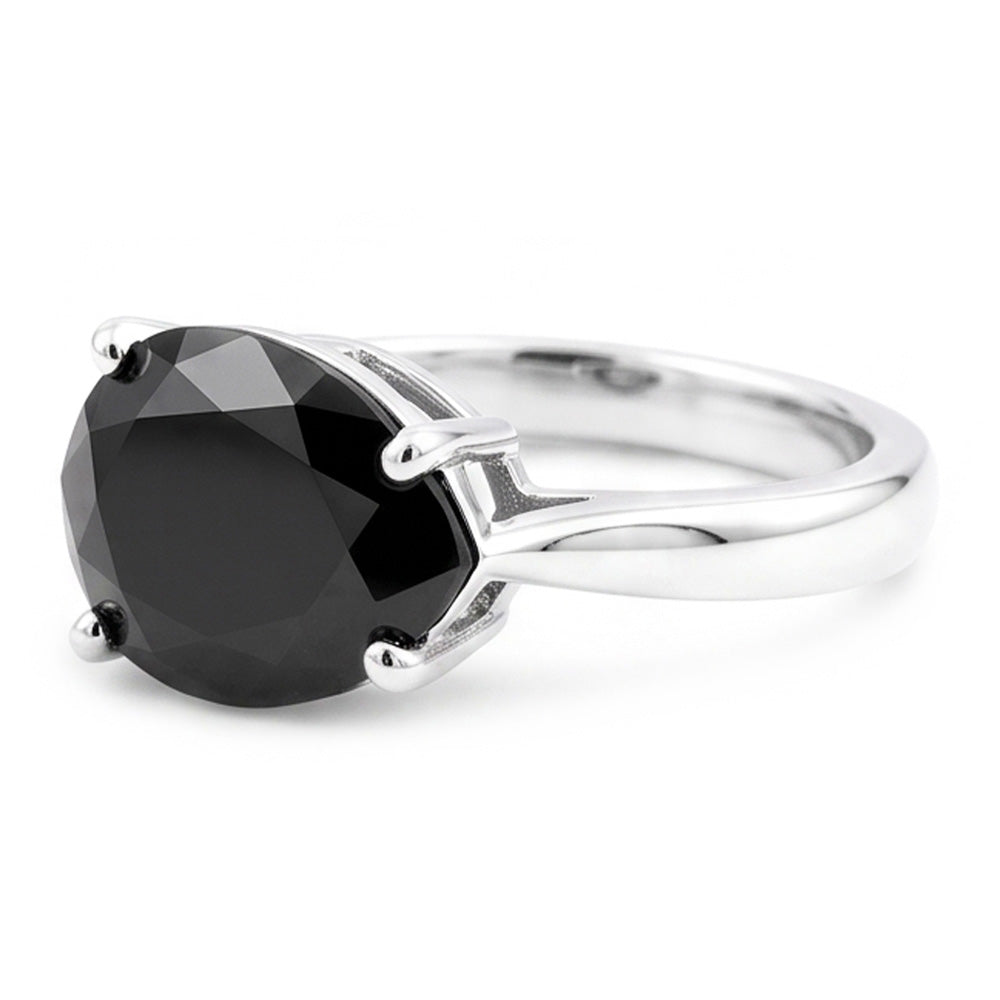 Gioielli con Diamante Nero - Anello Solitario con Diamante a Goccia Autentico da 5 Carati a Lama di Coltello in Oro Bianco 14K