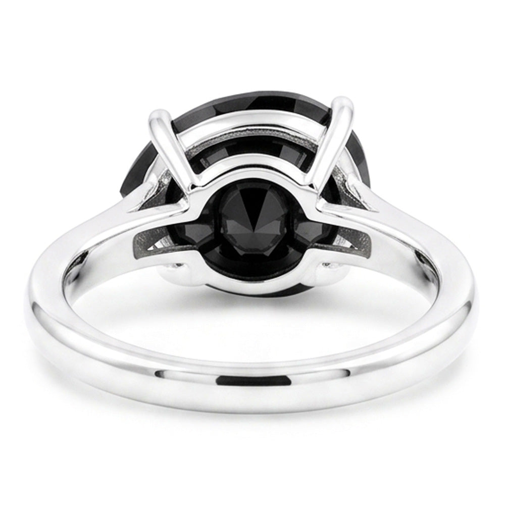 Gioielli con Diamante Nero - Anello Solitario con Diamante a Goccia Autentico da 5 Carati a Lama di Coltello in Oro Bianco 14K