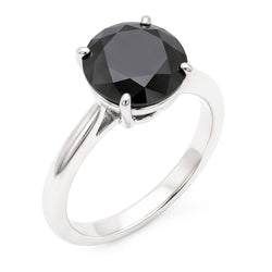 Gioielli con Diamante Nero - Anello Solitario Semplice con Diamante Naturale Rotondo da 5 Carati in Oro Bianco 14K