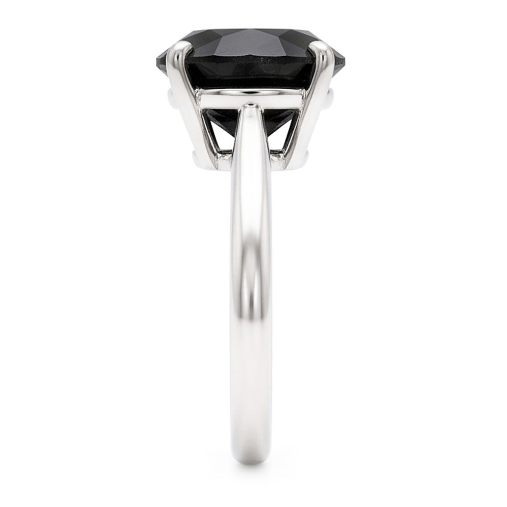 Gioielli con Diamante Nero - Anello Solitario Semplice con Diamante Naturale Rotondo da 5 Carati in Oro Bianco 14K