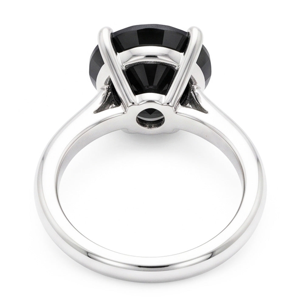 Gioielli con Diamante Nero - Anello Solitario Semplice con Diamante Naturale Rotondo da 5 Carati in Oro Bianco 14K