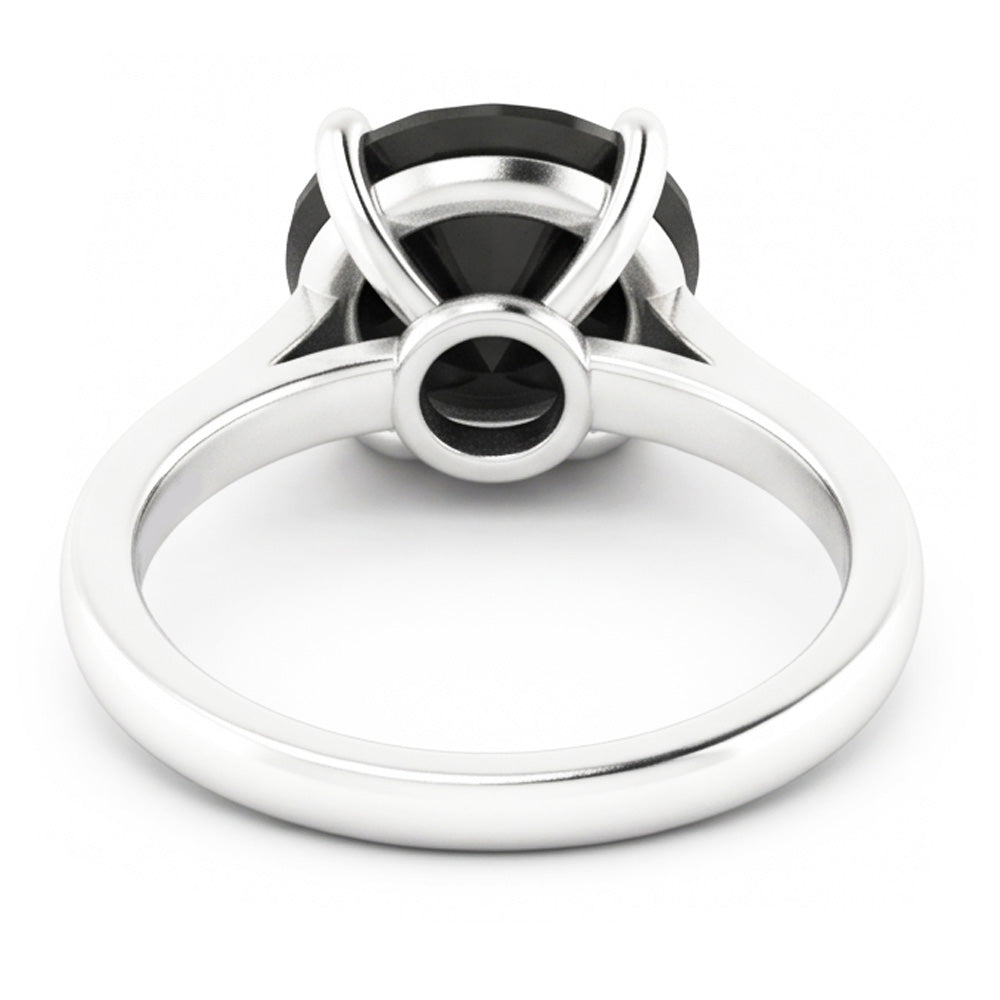 Anello nuziale solitario a cattedrale con diamante nero autentico rotondo da 3,5 carati in Oro Bianco 14K