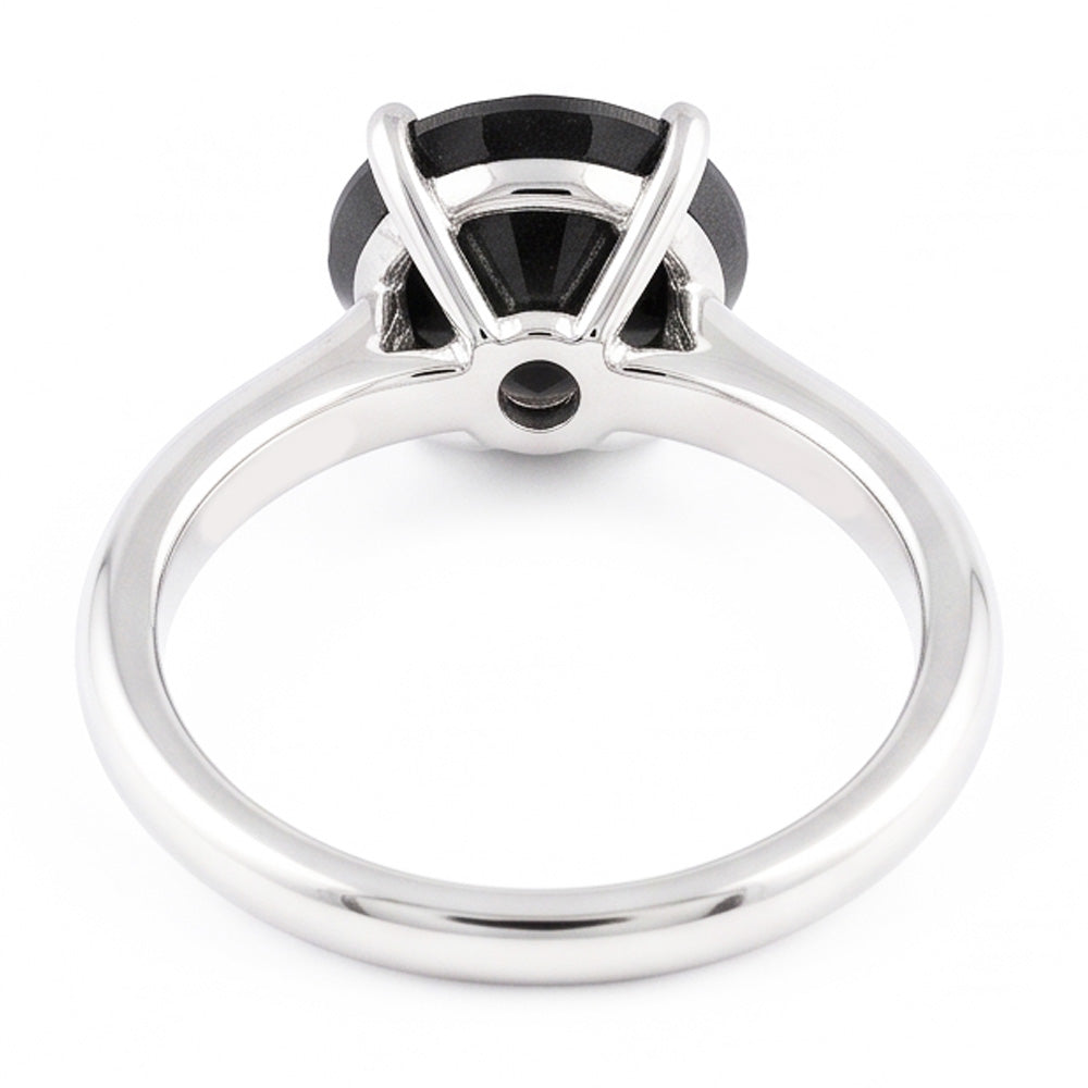 Anello nuziale solitario con diamante nero naturale taglio rotondo da 5 carati in Oro Bianco 14 carati