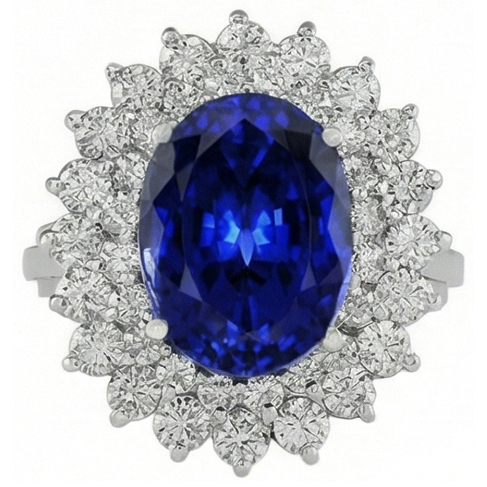 Blu Zaffiro Anello di Diamanti