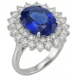 Blu Zaffiro Anello di Diamanti