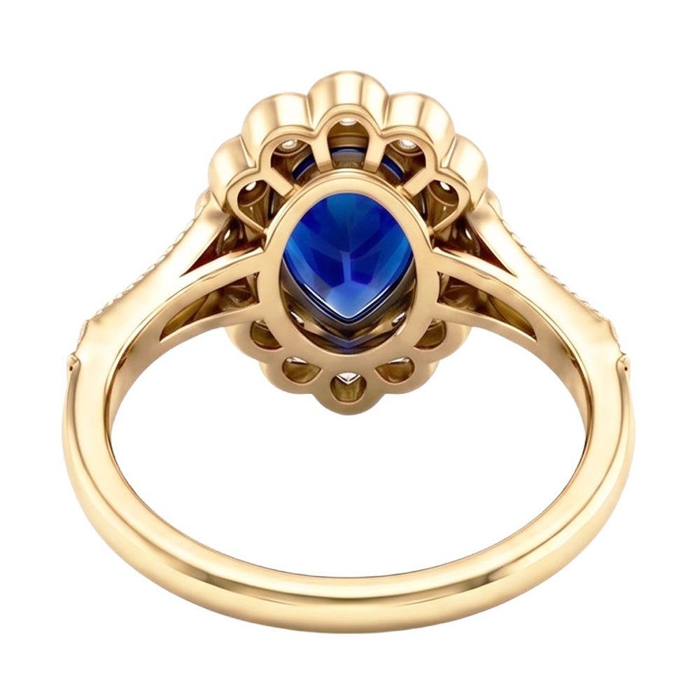 Blu Zaffiro Vintage Stile Anello di Fidanzamento