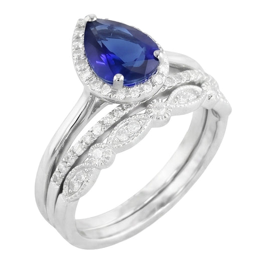 Blu Zaffiro Vintage Tipo Anello di Fidanzamento