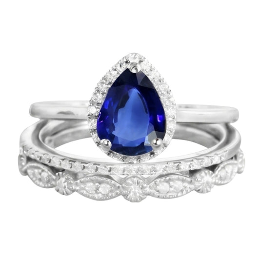 Blu Zaffiro Vintage Tipo Anello di Fidanzamento