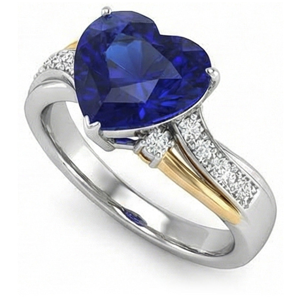 Blue Sapphire Anniversary Heart Diamond Ring 3 Carati Gioielli da donna
