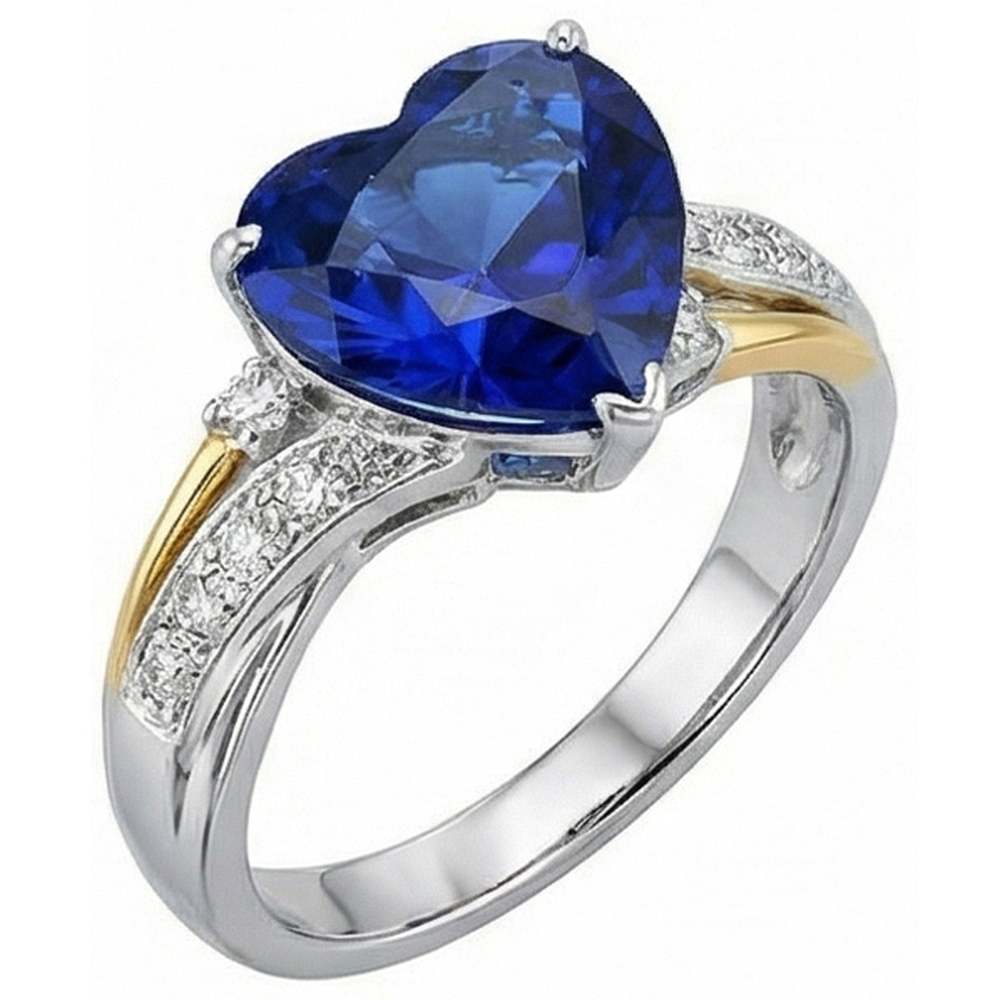 Blue Sapphire Anniversary Heart Diamond Ring 3 Carati Gioielli da donna