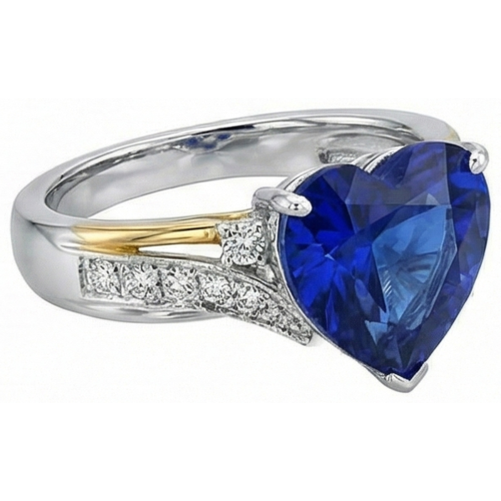 Blue Sapphire Anniversary Heart Diamond Ring 3 Carati Gioielli da donna
