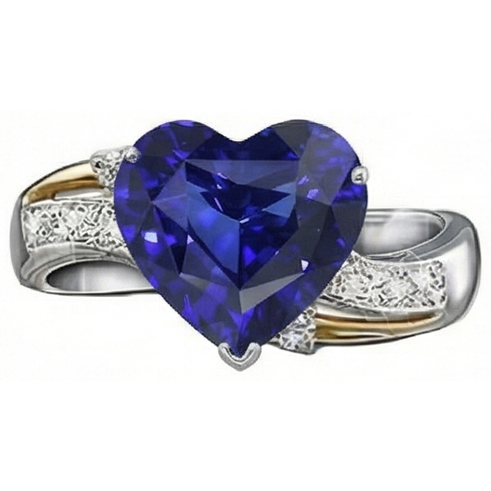 Blue Sapphire Anniversary Heart Diamond Ring 3 Carati Gioielli da donna