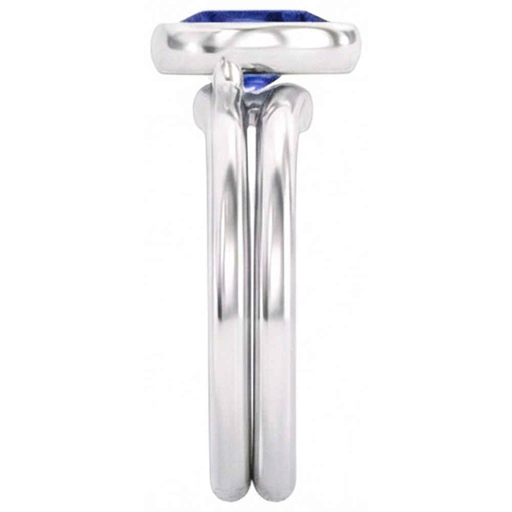 Taglio a Pera Zaffiro Blu Fiordaliso anello in Oro Bianco 14K – vista angolare