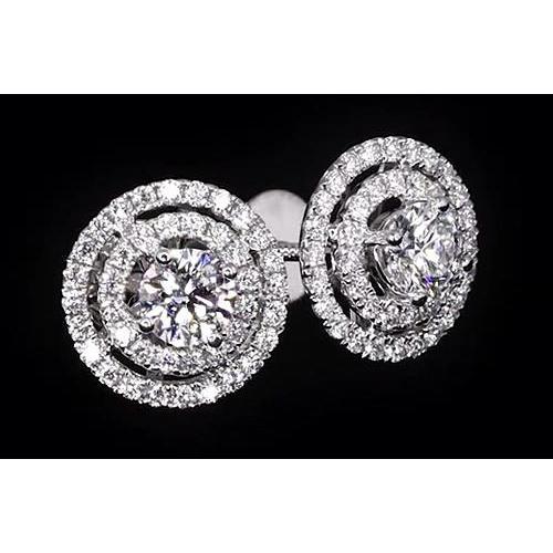 Borchie Double Halo Genuino Diamond 3.50 Carati