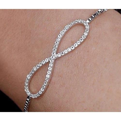 Bracciale A Catena Con Vero Diamanti. 4.20 Carati. Simbolo Dell'Infinito. Gioielli Da Donna. 14K