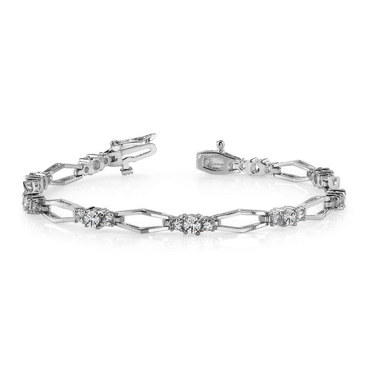 Bracciale A Maglie Rotonde Con Vero Diamanti Tondi Da 4.50 Carati Gioielli In Oro Bianco 14K
