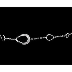 Bracciale Con Naturale Diamanti 1.50 Carati Da Donna A Forma Di Pera. Gioielli In Oro Bianco 14K