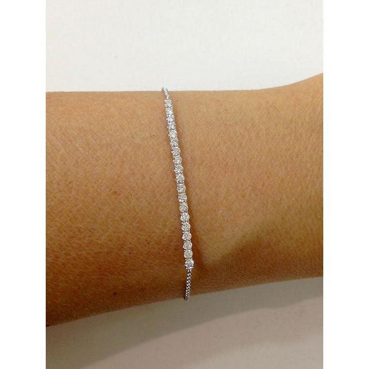 Bracciale Con Naturale Diamanti Rotondi Scintillanti In Oro Bianco 14K 2 Carati