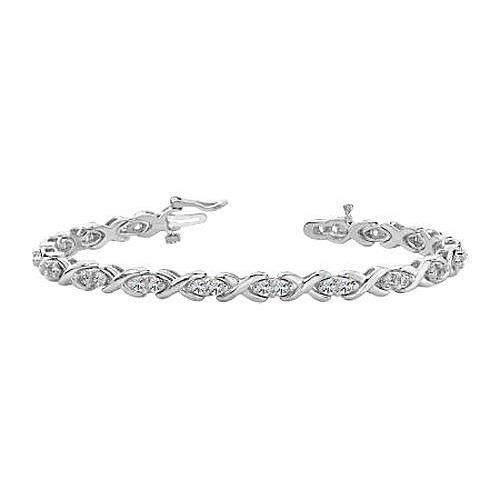 Bracciale Da 3.40 Carati Con Punta Rotonda E Vero Diamante. Stile Tennis X. In Oro