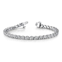 Bracciale Da Donna Con Genuino Diamanti Taglio Rotondo Scintillante 4.20 Carati 14K