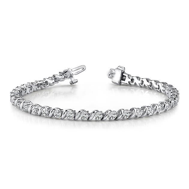 Bracciale Da Donna Con Genuino Diamanti Taglio Rotondo Scintillante 4.20 Carati 14K