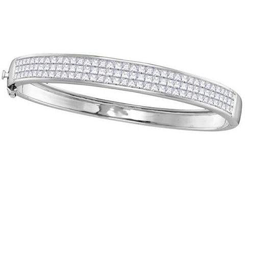 Bracciale Da Donna Con Vero Diamanti Principessa Da 5.55 Carati In Oro Bianco 14K