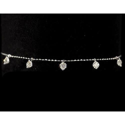 Bracciale Da Donna Con Vero Diamanti Set Da 1.50 Carati. Gioielli In Oro Bianco 14k