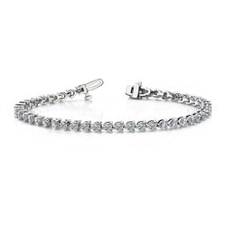 Bracciale Da Tennis A 3 Punte Con Incastonatura Di Naturale Diamanti Rotondi A Taglio Brillante Da 6.75 Ct