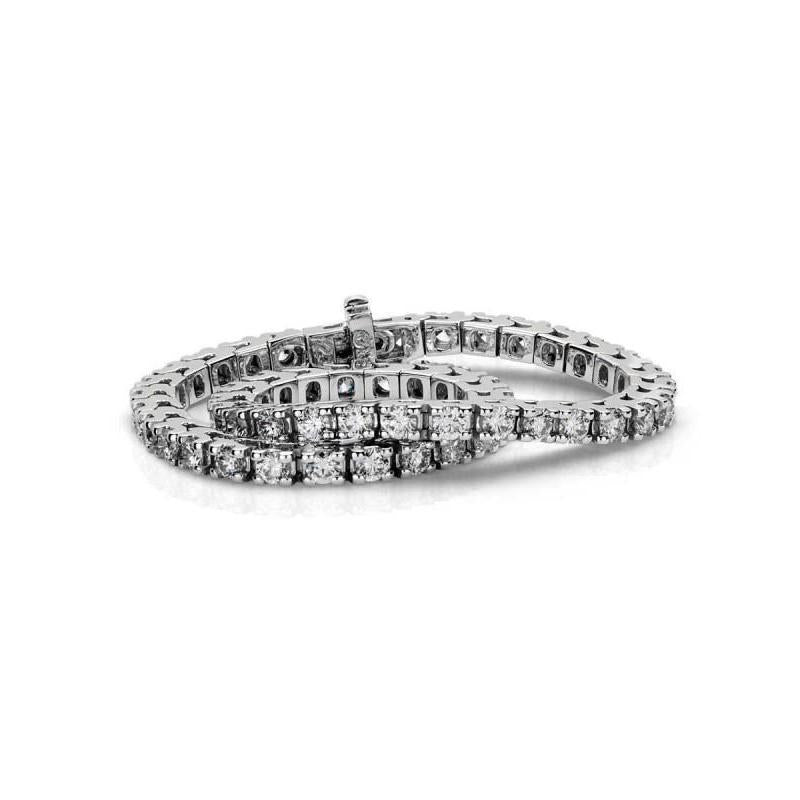 Bracciale Da Tennis Con Naturale Diamanti Tondi. Gioielli In Oro Bianco Con Montatura A Griffe Da 7.80 Ct