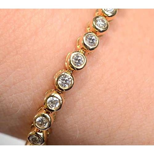 Bracciale Da Tennis Con Naturale Diamanti. Castone Da Donna. Set Di Gioielli In Oro Giallo Da 5 Carati