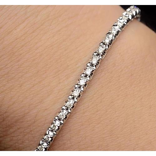 Bracciale Da Tennis Con Naturale Diamanti. Set Da 4 Carati. Gioielli Da Donna