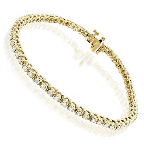 Bracciale Da Tennis Da Donna Con Genuino Diamanti Tondi Da 3.80 Carati Incastonato Yg 14K