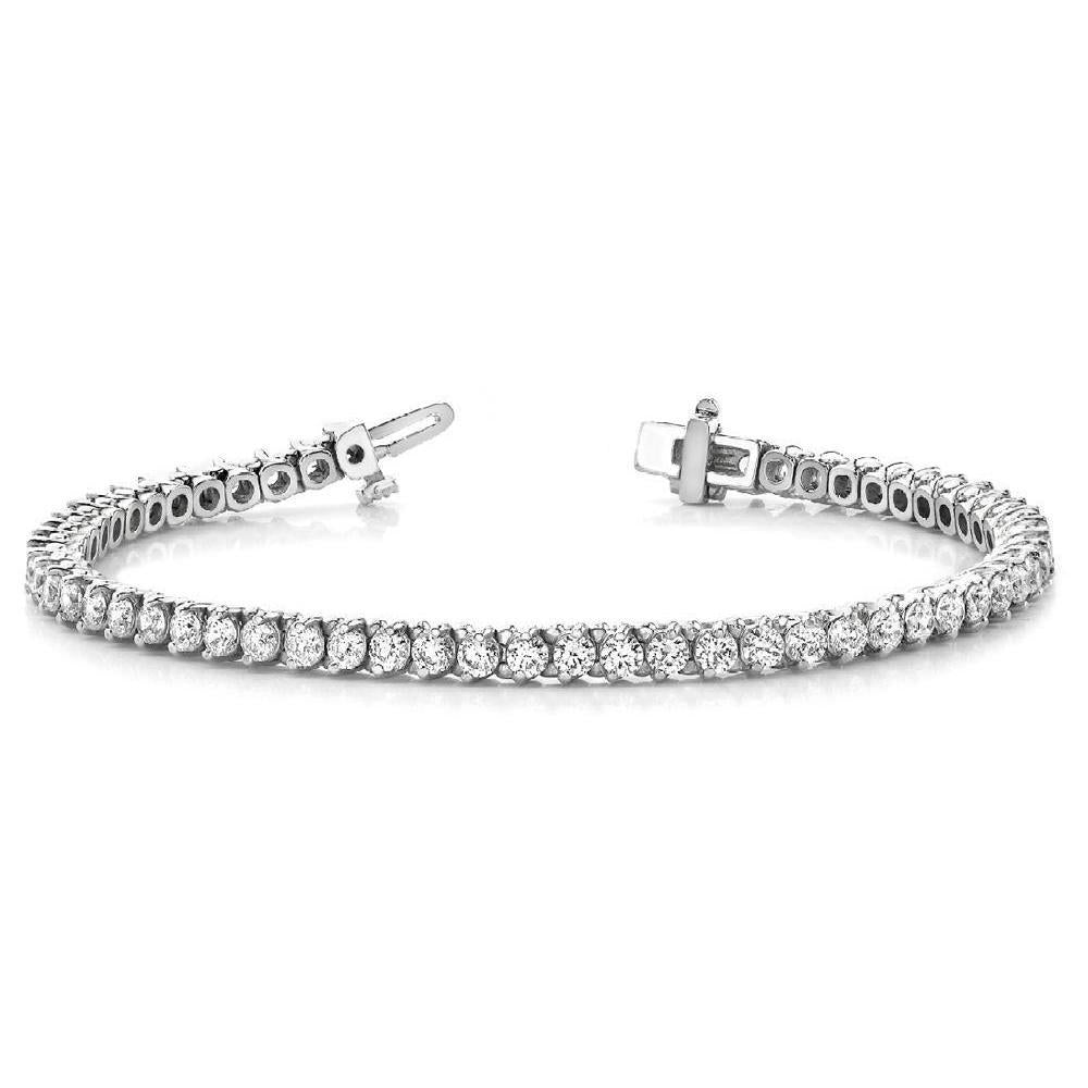 Bracciale Da Tennis Da Donna Con Vero Diamanti Rotondi Da 5.60 Carati In Oro Bianco Massiccio