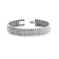 Bracciale Da Uomo Con Colonna Di Genuino Diamanti Taglio Rotondo Piccolo 5 Carati Oro Bianco 14K