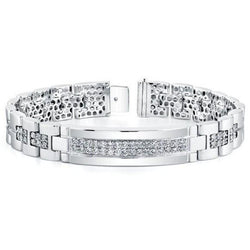 Bracciale Da Uomo Con Genuino Diamanti Piccoli A Taglio Brillante Da 7 Carati 14K WG