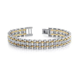 Bracciale Da Uomo In Oro Bicolore 14K Con Genuino Diamanti Nuovi Gioielli 2.50 Carati