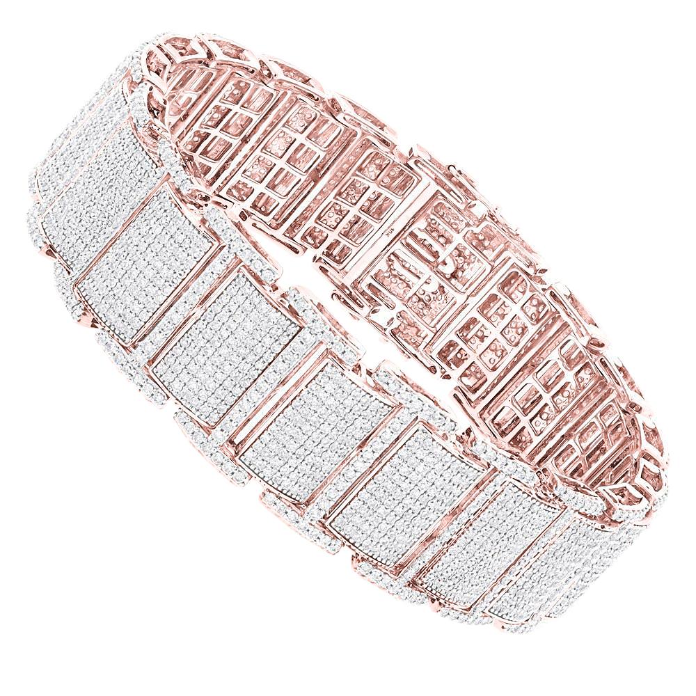 Bracciale Da Uomo In Oro Rosa 14K Con Taglio Rotondo Piccolo 27 Carati E Vero Diamanti